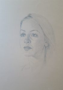 Eerste schets ter voorbereiding op een portret.